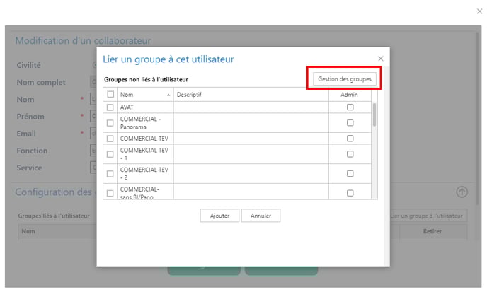Gérer les groupes - Via profil