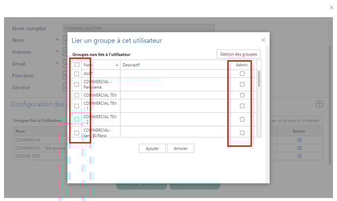 Liste des utilisateurs - Configurer 2